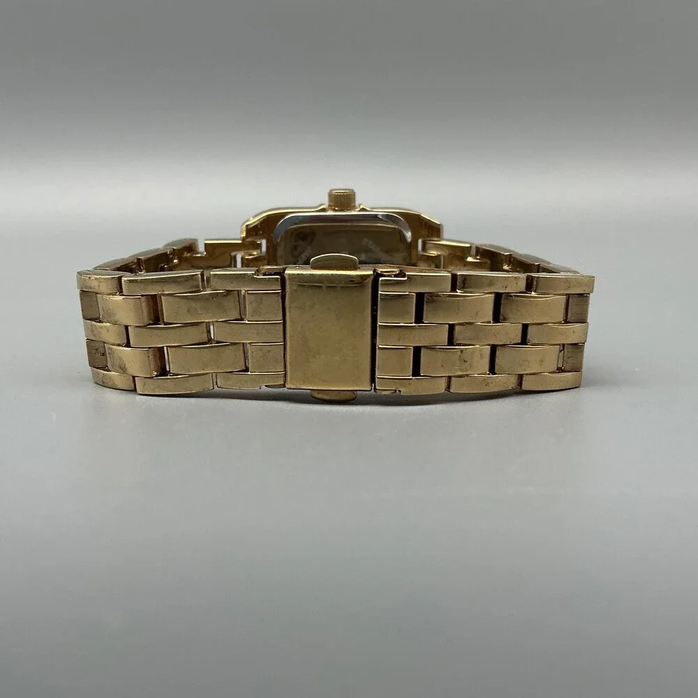 Peugeot Womens Watch 24mm White Dial Gold Tone Crystals Bracelet New Battery 6